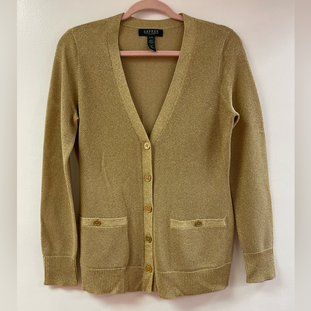 Lauren Ralph Lauren gold knit cardigan PM